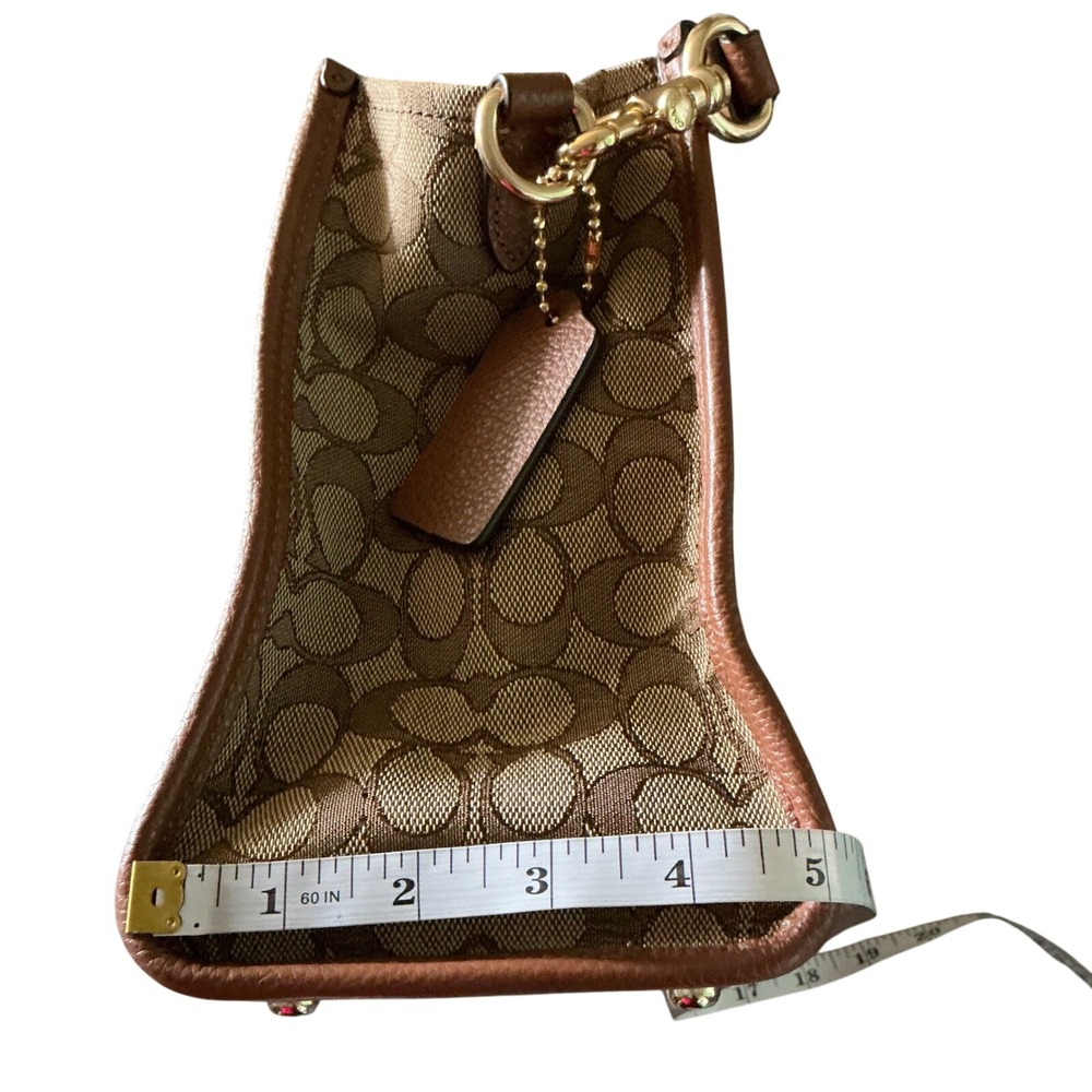 Coach Dempsey Tote 22 Signature Canvas Varsity Stripe Patch C5794 Brown Multi - Picture 12 of 13